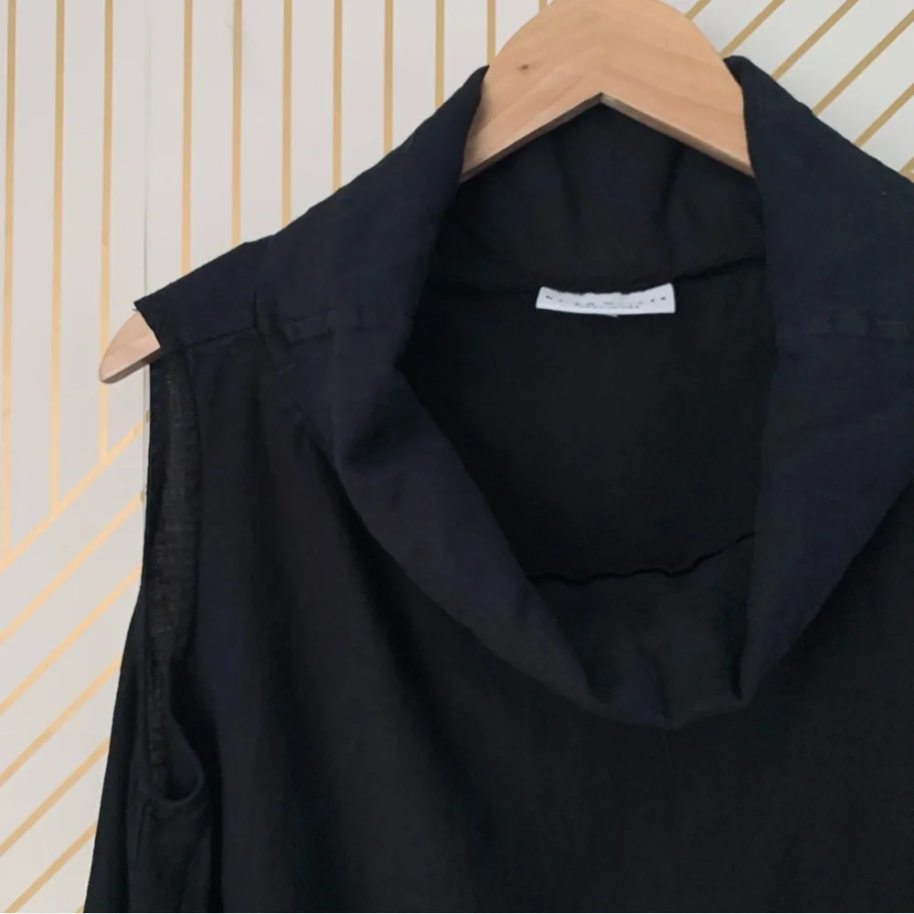 Bryn Walker Henrietta 100% Linen Cowl Neck Lagenlook Sleeveless Dress Pockets M - Picture 7 of 12